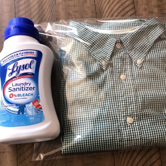 Lands End 💯% Cotton Classic Button Down Tall Shirt in Grass Green Check Print - Picture 11 of 11